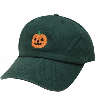 Baseball Caps Halloween Pumpkin Cotton Baseball Dad Caps - Dark Green - CG12M1OAFPX $13.02