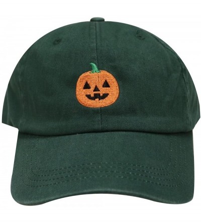 Baseball Caps Halloween Pumpkin Cotton Baseball Dad Caps - Dark Green - CG12M1OAFPX $13.02