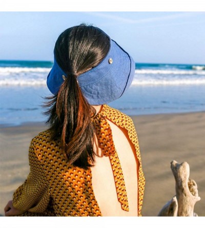 Bucket Hats Adjustable Outdoor Protection Foldable Ponytail - Navyblue - CV18S4HN5EQ $8.69