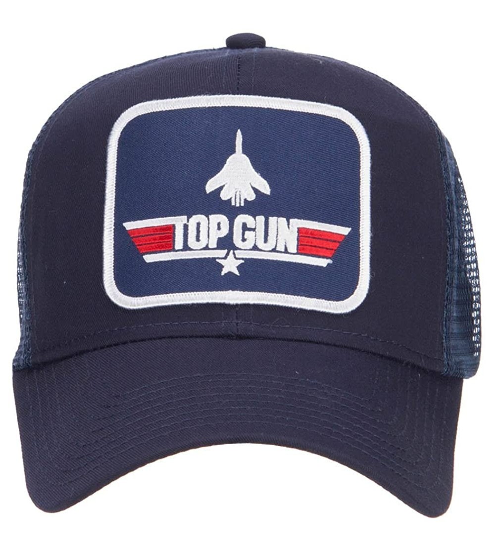 Baseball Caps US Navy Top Gun Patched Mesh Cap - Navy - CZ124YM895J $18.41