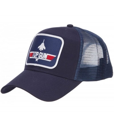 Baseball Caps US Navy Top Gun Patched Mesh Cap - Navy - CZ124YM895J $18.41