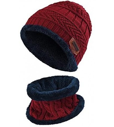 Skullies & Beanies Winter Hat 2-Pieces Warm Knitted Hat and Circle Scarf Set Outdoors Scarf Beanie Skull Cap for Winter - Dar...
