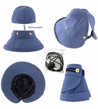 Bucket Hats Adjustable Outdoor Protection Foldable Ponytail - Navyblue - CV18S4HN5EQ $8.69