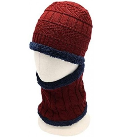 Skullies & Beanies Winter Hat 2-Pieces Warm Knitted Hat and Circle Scarf Set Outdoors Scarf Beanie Skull Cap for Winter - Dar...