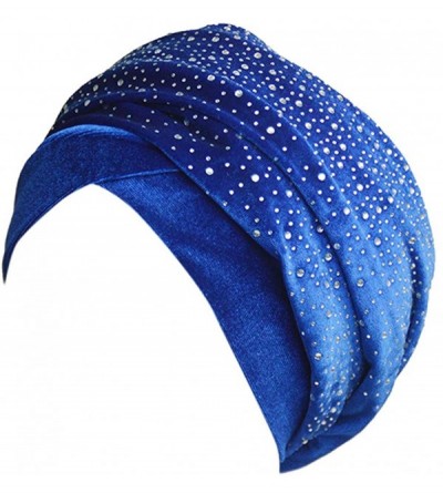 Skullies & Beanies Women Pleated Beanie Turban Chemo Cancer Cap Bonnet Head Muslim Turban Hijab Turban - Blue - CI18SAT94UK $...