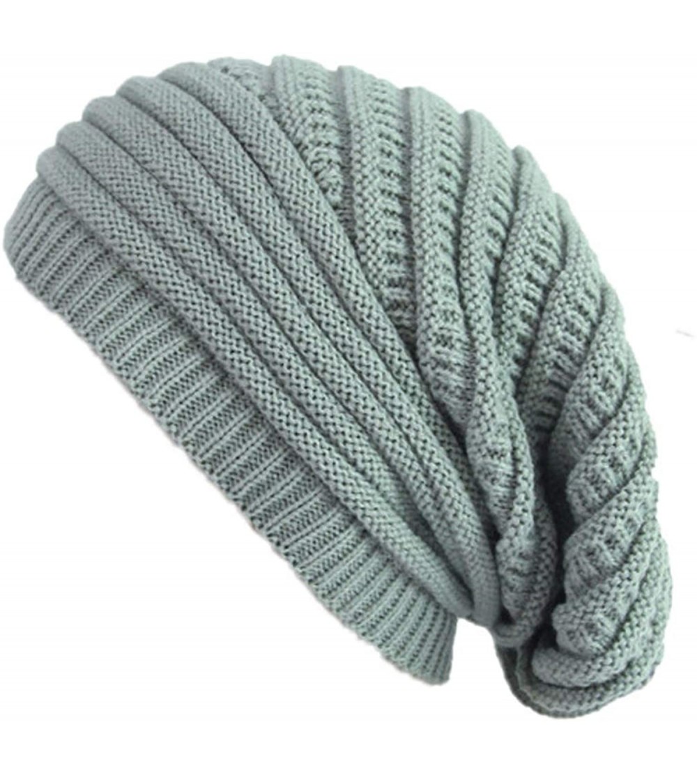 Skullies & Beanies Women Knit Baggy Oversize Slouchy Beanie Hat Soft Winter Beanie Skull Cap - Grey - C318Z98KC08 $8.70