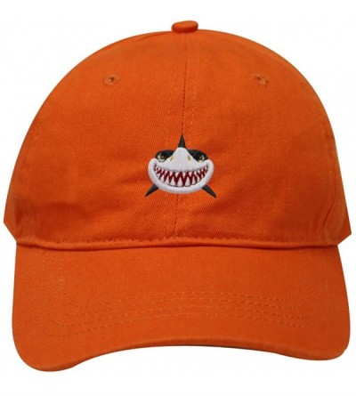 Baseball Caps Shark Face Cotton Baseball Dad Caps - Orange - CS17YEZML7R $23.60