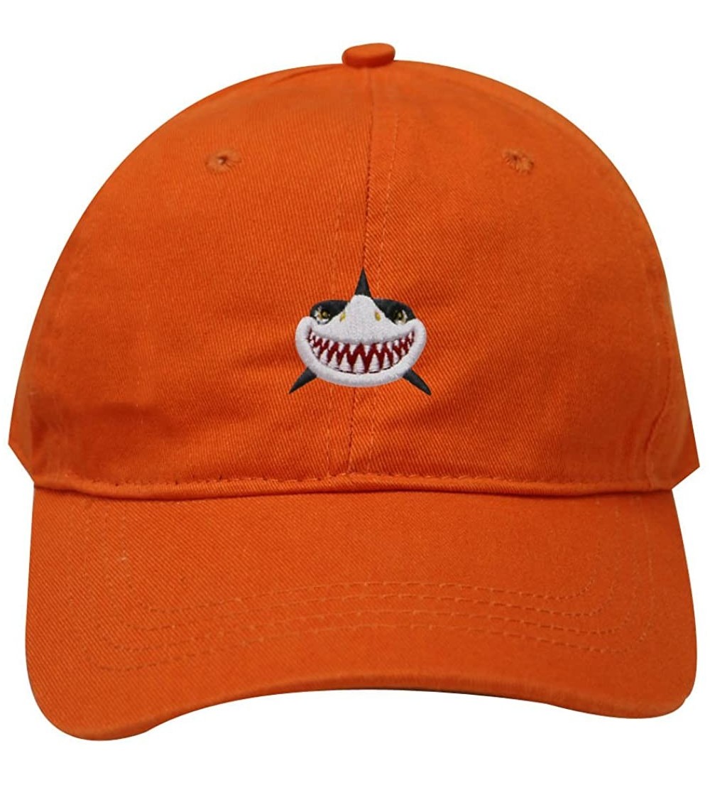 Baseball Caps Shark Face Cotton Baseball Dad Caps - Orange - CS17YEZML7R $13.21
