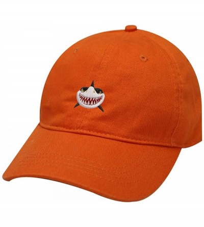 Baseball Caps Shark Face Cotton Baseball Dad Caps - Orange - CS17YEZML7R $13.21