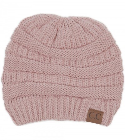 Skullies & Beanies Soft Cable Knit Warm Fuzzy Lined Slouchy Beanie Winter Hat - Indi Pink - CD18Y5EUISN $12.10