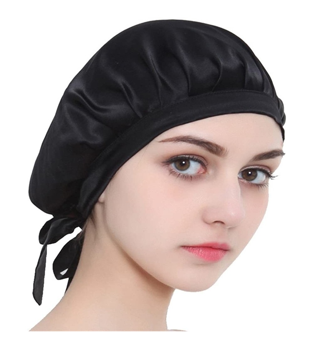 Skullies & Beanies Natural Sleep Bonnet Beauty - Black - CK12OCQE56O $22.06