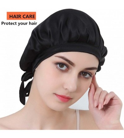 Skullies & Beanies Natural Sleep Bonnet Beauty - Black - CK12OCQE56O $22.06