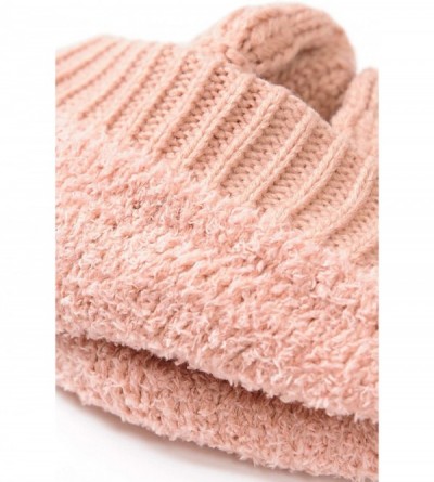 Skullies & Beanies Soft Cable Knit Warm Fuzzy Lined Slouchy Beanie Winter Hat - Indi Pink - CD18Y5EUISN $12.10