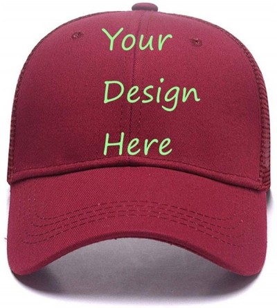 Baseball Caps Custom Ponycap Messy High Bun Ponytail Baseball Cap Adjustable Mesh Trucker Baseball Cap Hat for Women - Wine R...