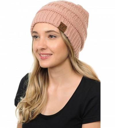 Skullies & Beanies Soft Cable Knit Warm Fuzzy Lined Slouchy Beanie Winter Hat - Indi Pink - CD18Y5EUISN $12.10