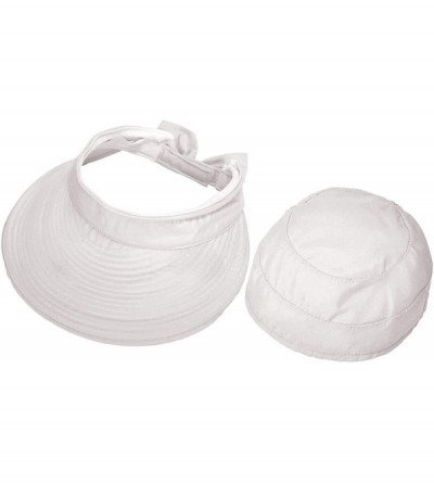 Visors Women's UV Protection Wide Brim Summer 2in1 Visor Sun Hat - White - CH12C28328B $16.76