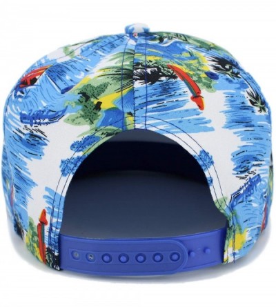 Baseball Caps Plain Hawaiian Flower Printed Brim Flat Bill Snapback Cap - All/Beach Blue - CF18U86059I $10.22