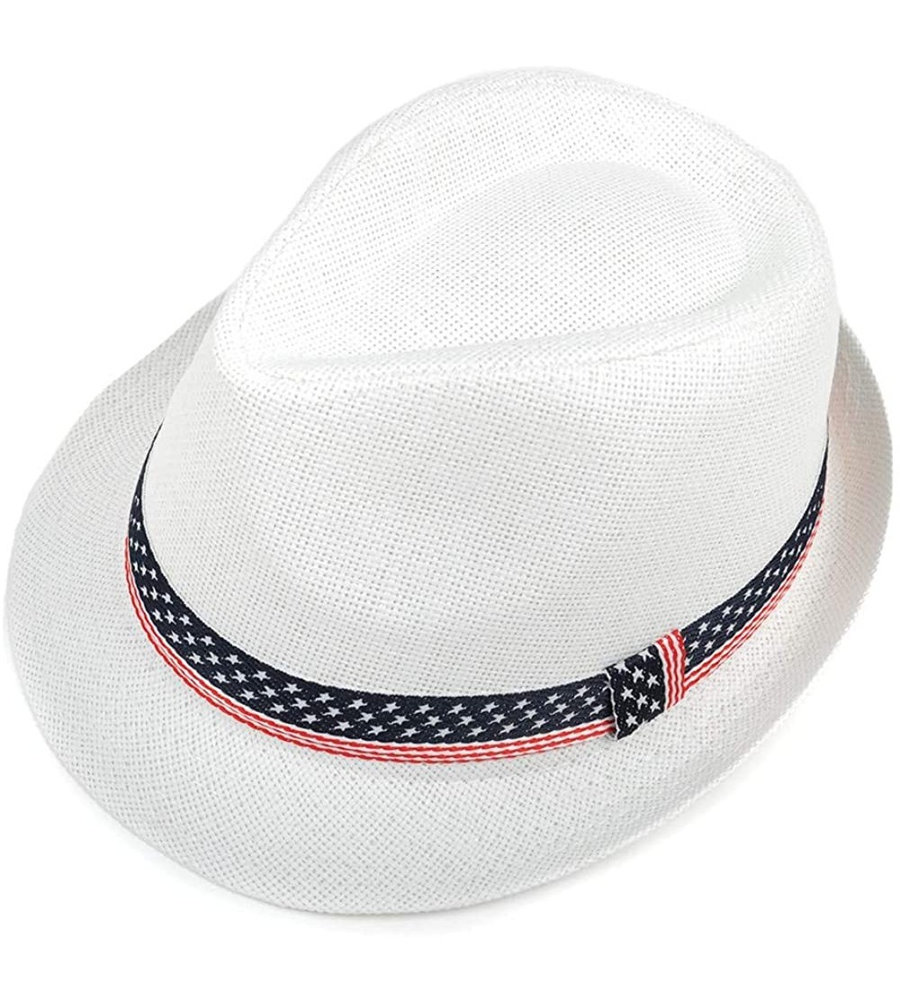 Fedoras Men's Fedora 4th of July Hat with Stars and Stripes Original American Hat - Usa Band - CD18DW25ZEU $16.06