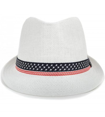 Fedoras Men's Fedora 4th of July Hat with Stars and Stripes Original American Hat - Usa Band - CD18DW25ZEU $16.06