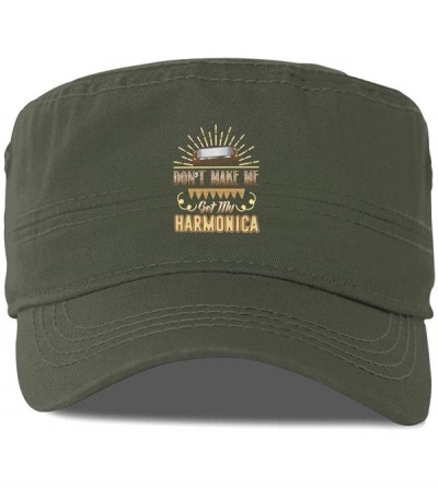 Baseball Caps Don't Make ME GET My Harmonica Women&Men Flat Top Hat Baseball Cap - Moss Green - CM18XEWZCAC $17.27