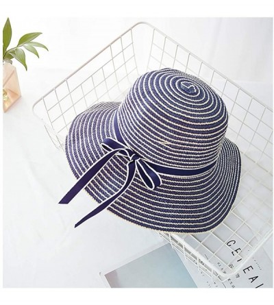 Sun Hats Cute Girls Sunhat Straw Hat Tea Party Hat Set with Purse - Navy - C2193TNOW06 $12.51