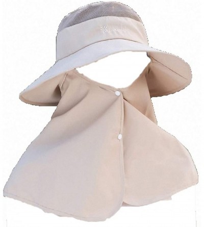 Sun Hats Women's UPF+50 Sun Visor Detachable Flap Hat Foldable Wide Brimmed UV Protection Hat - Xb-06kakhi - C01963N7N7W $15.54