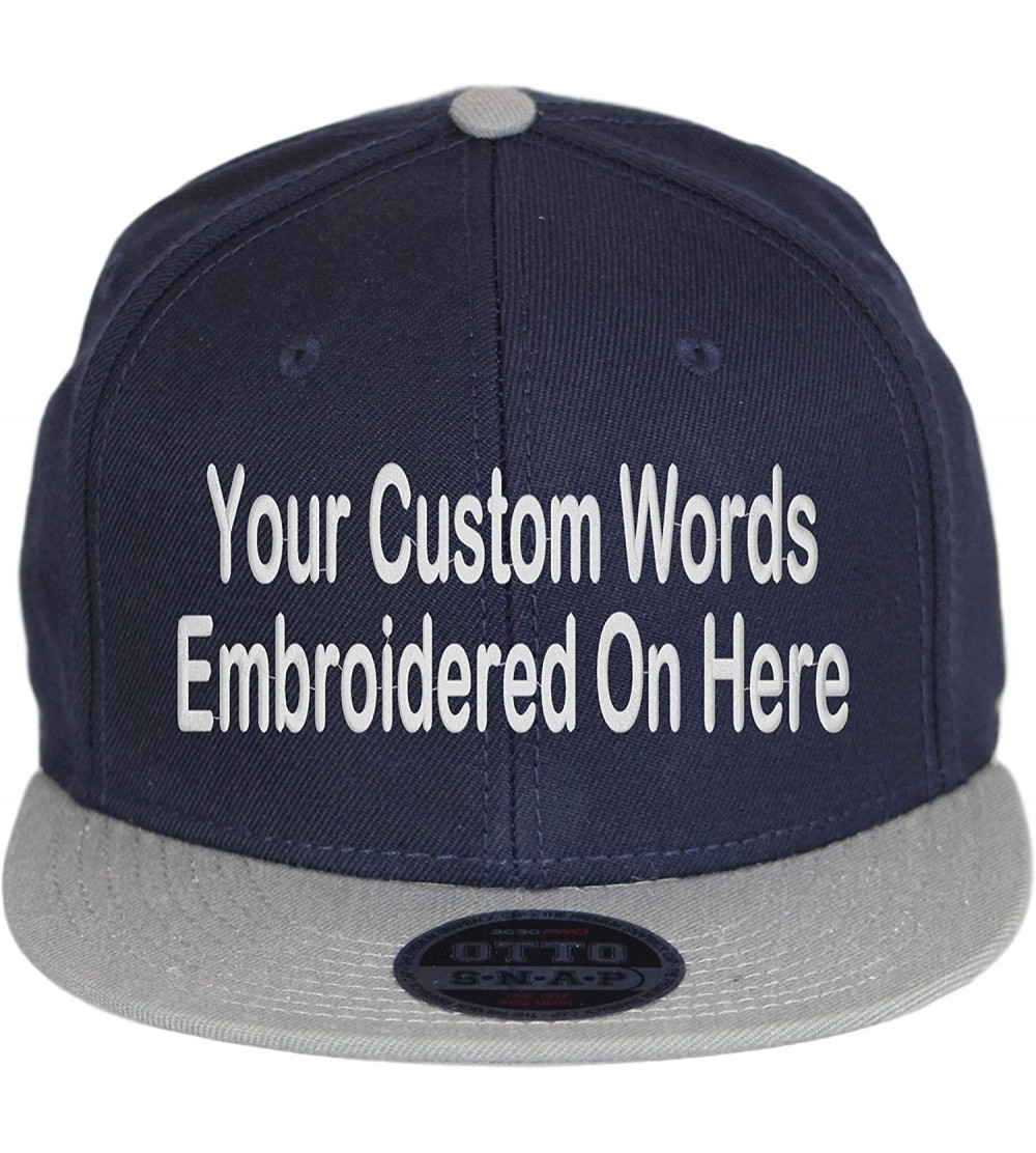 Baseball Caps Custom Snapback Hat Otto Embroidered Your Own Text Flatbill Bill Snapback - Navy/Grey Bill - C5187D8NY88 $22.65