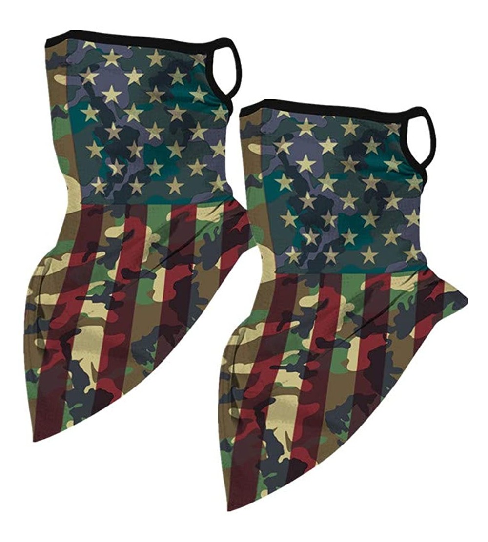 Balaclavas Men Women American Flag Face Scarf Bandana Ear Loops Face Balaclava Neck Gaiters for Dust Mask - CH198RO0XLA $18.28