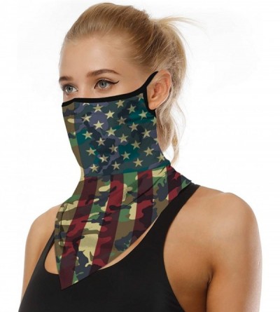 Balaclavas Men Women American Flag Face Scarf Bandana Ear Loops Face Balaclava Neck Gaiters for Dust Mask - CH198RO0XLA $18.28