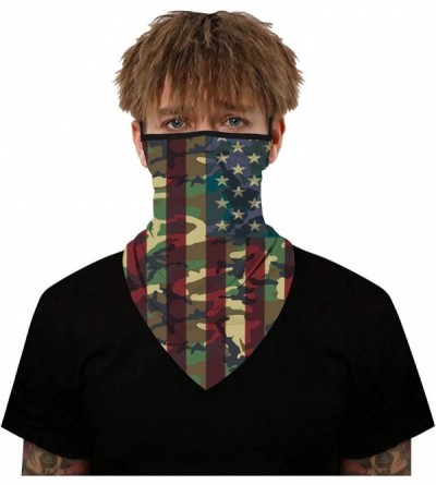 Balaclavas Men Women American Flag Face Scarf Bandana Ear Loops Face Balaclava Neck Gaiters for Dust Mask - CH198RO0XLA $18.28