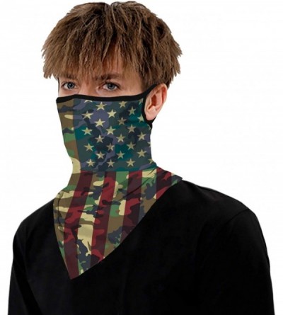 Balaclavas Men Women American Flag Face Scarf Bandana Ear Loops Face Balaclava Neck Gaiters for Dust Mask - CH198RO0XLA $18.28