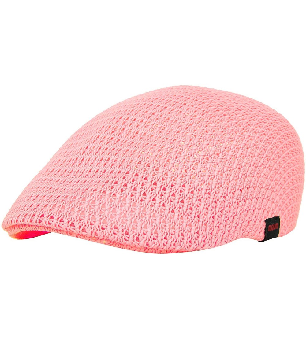 Newsboy Caps Men Breathable Mesh Summer Hat Newsboy Beret Ivy Cap Cabbie AM31168 - Pink - CQ18TQ06G5H $23.38