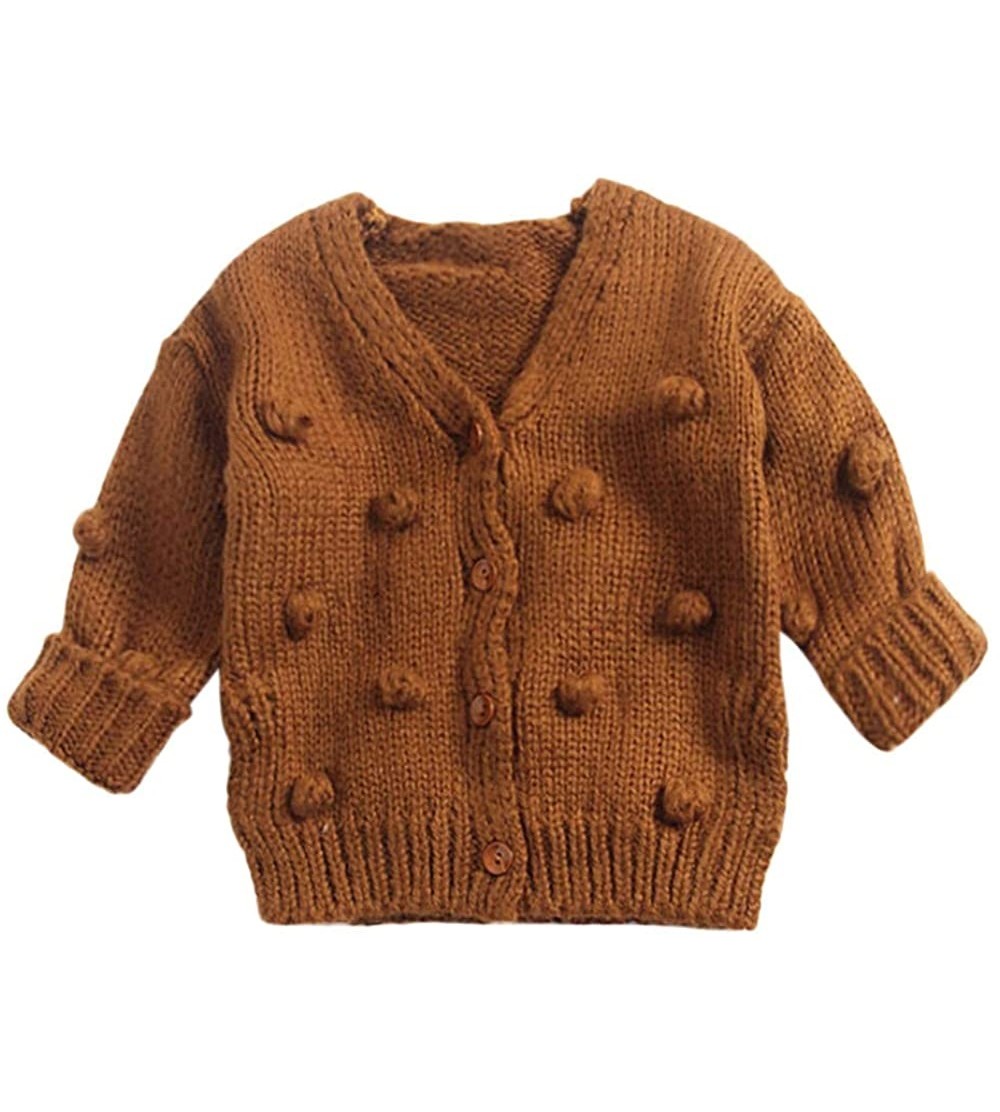 Fedoras Unisex Sweater-Boys Girls' Winter Knit Tops Cardigan Jackets Outwear Fall Warm Coats for 0-24 M - ❤brown❤ - C518M6M85...