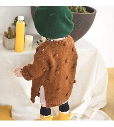 Fedoras Unisex Sweater-Boys Girls' Winter Knit Tops Cardigan Jackets Outwear Fall Warm Coats for 0-24 M - ❤brown❤ - C518M6M85...