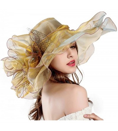Sun Hats Women's Organza Church Kentucky Derby Fascinator Floral Tea Party Wedding Hats - Cream - CS182IOCMUR $23.19