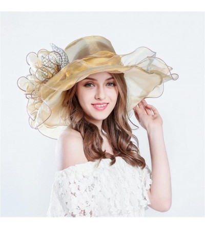 Sun Hats Women's Organza Church Kentucky Derby Fascinator Floral Tea Party Wedding Hats - Cream - CS182IOCMUR $23.19