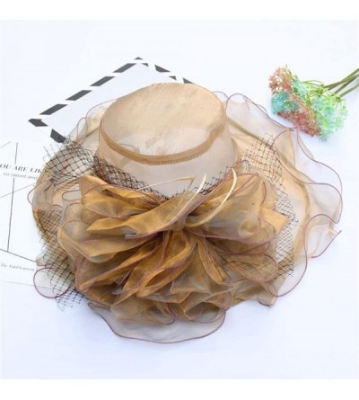 Sun Hats Women's Organza Church Kentucky Derby Fascinator Floral Tea Party Wedding Hats - Cream - CS182IOCMUR $23.19