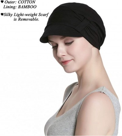 Newsboy Caps Breathable Bamboo Lined Cotton Hat and Scarf Set for Women - Black Rose - CP18N0E5R9M $14.09