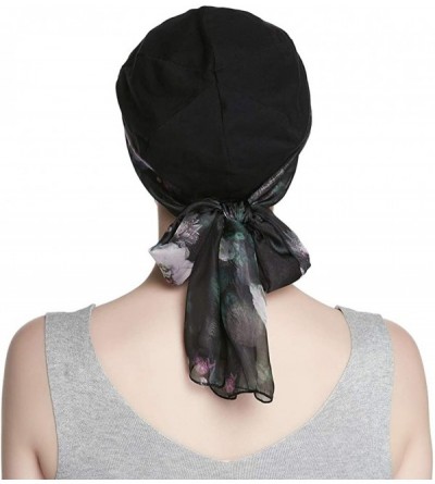 Newsboy Caps Breathable Bamboo Lined Cotton Hat and Scarf Set for Women - Black Rose - CP18N0E5R9M $14.09