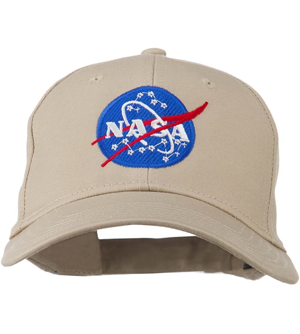 Baseball Caps NASA Insignia Embroidered Cotton Twill Cap - Khaki - CS11QLM5I6J $18.99