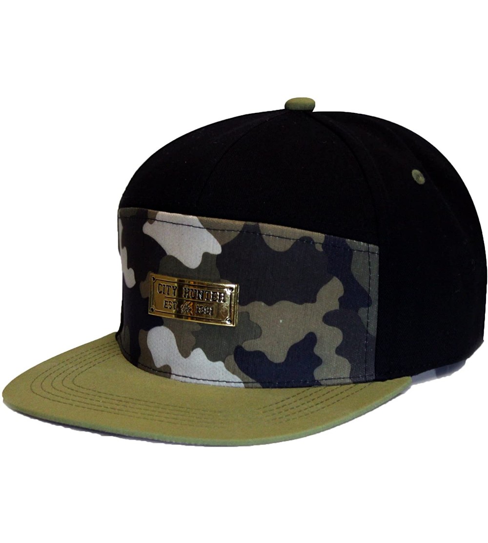 Baseball Caps Baseball 5 Panel Biker Hat - Cs240 Black/Olive - CM11WJW6WQP $13.37