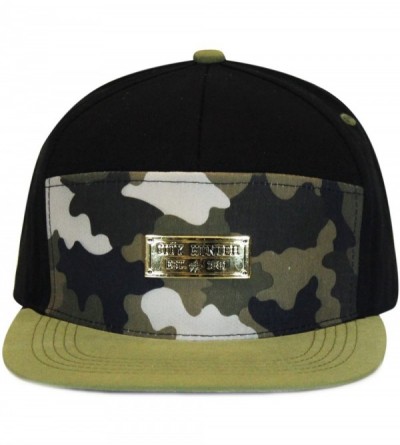 Baseball Caps Baseball 5 Panel Biker Hat - Cs240 Black/Olive - CM11WJW6WQP $13.37