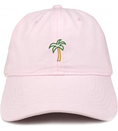 Baseball Caps Palm Tree Embroidered Dad Hat Adjustable Cotton Baseball Cap - Light Pink - CL185HO0QGO $16.66