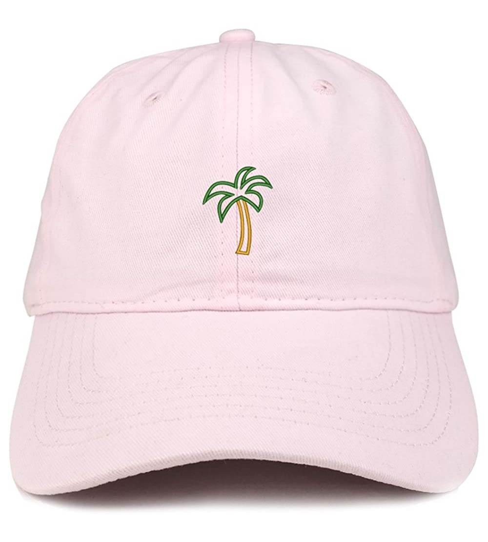 Baseball Caps Palm Tree Embroidered Dad Hat Adjustable Cotton Baseball Cap - Light Pink - CL185HO0QGO $16.66