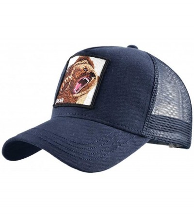 Baseball Caps Unisex Animal Mesh Trucker Hat Snapback Square Patch Baseball Caps - Blue Bear - CB18MGAI8IZ $27.75