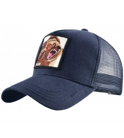 Baseball Caps Unisex Animal Mesh Trucker Hat Snapback Square Patch Baseball Caps - Blue Bear - CB18MGAI8IZ $14.78