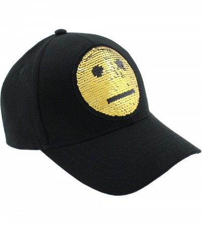 Baseball Caps Ladies Solid PU Baseball Hat - Black Emoji - CE18LZLG9S2 $28.54