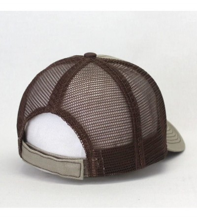 Baseball Caps Plain Two Tone Cotton Twill Mesh Adjustable Trucker Baseball Cap - Khaki/Khaki/Brown - CQ18CX07AOC $14.52