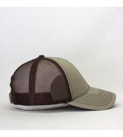 Baseball Caps Plain Two Tone Cotton Twill Mesh Adjustable Trucker Baseball Cap - Khaki/Khaki/Brown - CQ18CX07AOC $14.52