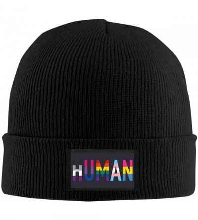 Skullies & Beanies LGBT Gay Lesbian are Human Wool Hat Women/Men Soft Stretch Knit Beanie Hat Winter Warm Skull Cap - Black -...